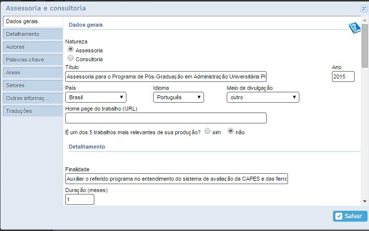 1) AS - Assessoria (quando não é paga). Pela pontuação sugerida, uma atividade de assessoria vale 30 pontos. Comprovação: Uma assessoria pode ser comprovada com declaração da instituição assessorada.