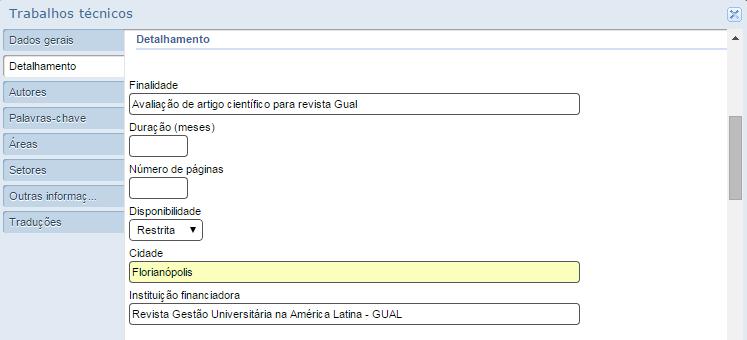 1) Clique em Produções, Produções Técnicas, Trabalhos técnicos e, depois em incluir novo item.