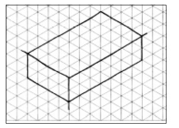 Traçando a perspectiva isométrica do prisma retangular com REBAIXO 1º - Esboce a perspectiva isométrica