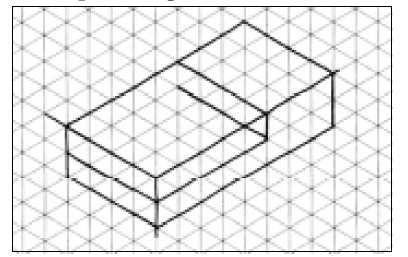 Traçando a perspectiva isométrica do prisma retangular com REBAIXO 3º - Trace as linhas isométricas