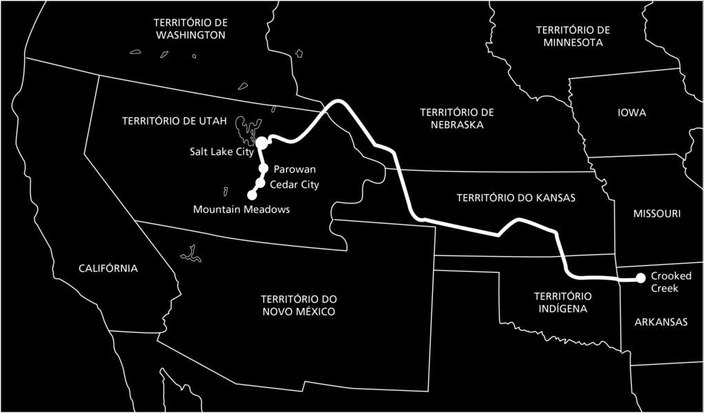 LIÇÃO 25 Surge um conflito entre alguns santos dos últimos dias e membros de um comboio de emigrantes Mostre um mapa semelhante ao mostrado aqui, ou desenhe-o no quadro.