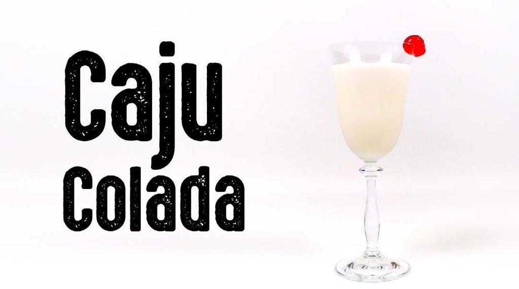 No liquidificador: Meio copo de gelo 1 polpa de caju congelada 2 doses de rum branco 1 dose