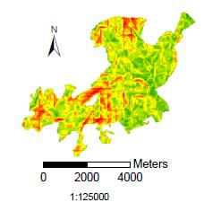 A partir do Modelo Digital do Terreno da zona urbana da cidade da Guarda foi calculado o respetivo mapa de declives, mantendo o tamanho da célula de 30 metros (Figura 3).