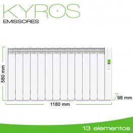 KYROS 13 elementos 1430W Radiador de baixo consumo Série KYROS Potência nominal de 1430W e Potência efectiva de 543W Recomendado para Superfícies até 18m2 (zonas de clima suave)