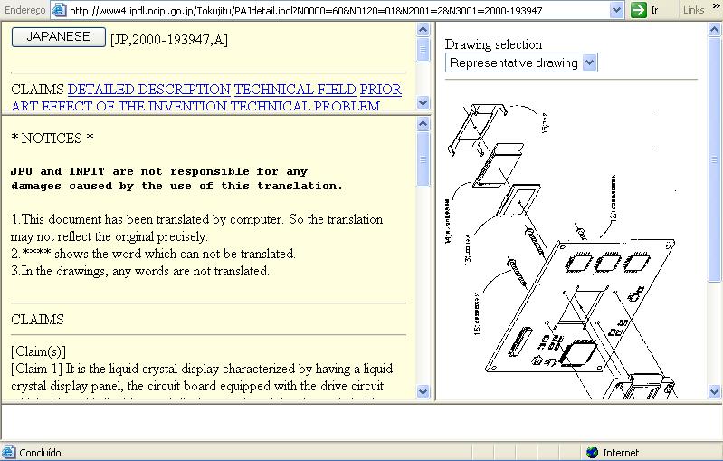 Visualizando detalhes Detalhes da patente disponíveis em Inglês Desenhos e