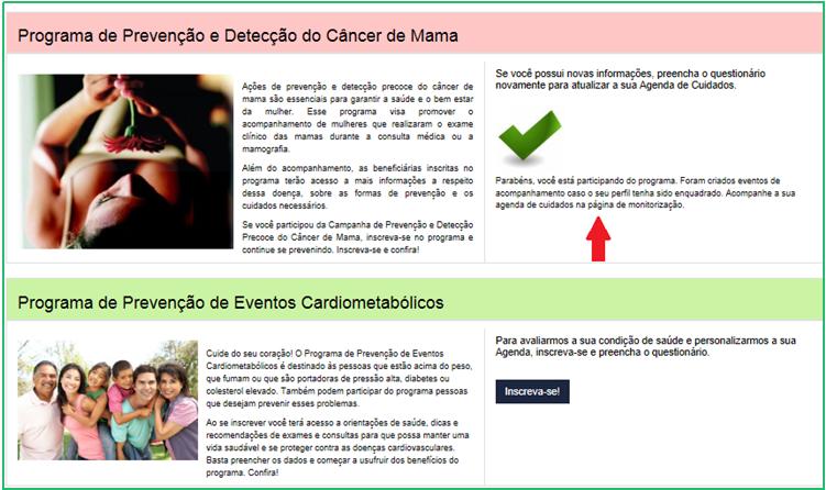 Escolha o programa e clique em Inscreva-se. Surgirá um pequeno questionário que permitirá que a Cabesp trace um perfil de suas condições de saúde e gere uma agenda de saúde para você.