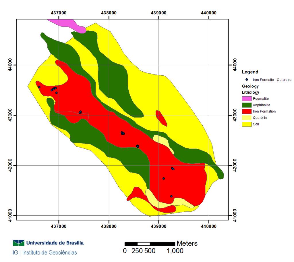 Figure 16: The geological map of Pelado deposit. Source: Mineração Amapari. Table 4: Geological reserve and iron ore grades of the main deposits of Vila Nova Group.