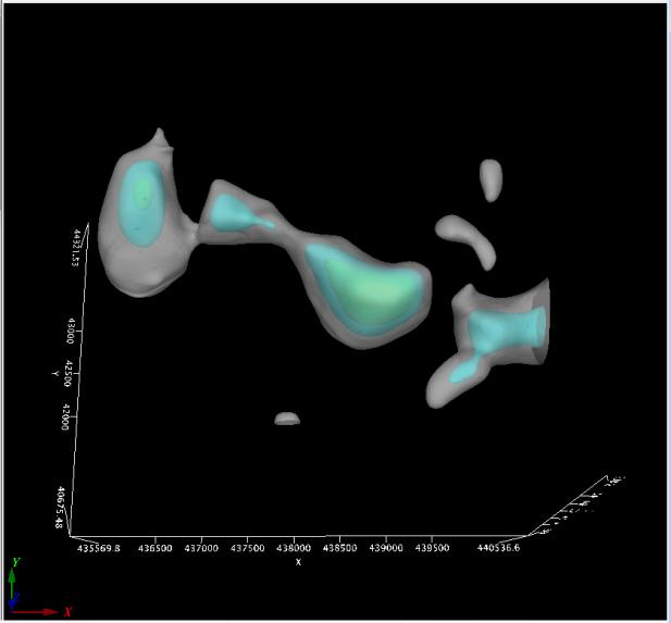 In the section of the drill hole DH-PID-005 (Figure 40) it can be observed the hole reached the top of the model, where