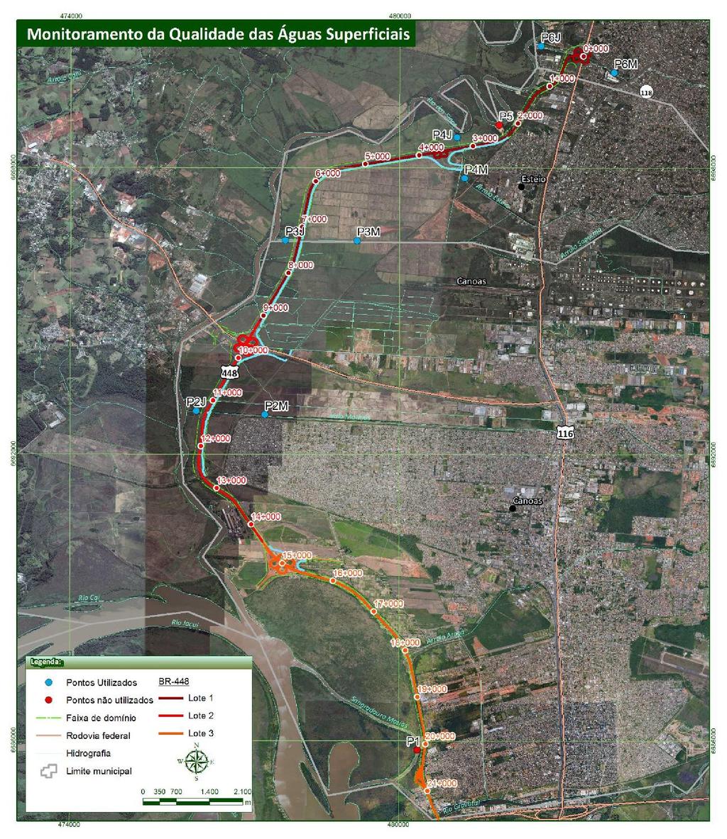 VI Congresso Brasileiro de Gestão Ambiental Porto Alegre/RS - 23 a 26/11/2015 Figura 1: Localização dos pontos de monitoramento da qualidade da água.