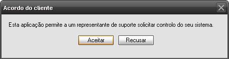 Interface de suporte ao cliente Se o cliente iniciar uma sessão de suporte consigo, essa sessão é iniciada como