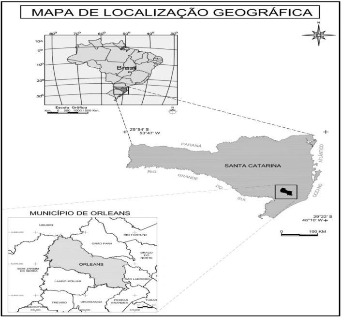 114 Figura 4: Mapa de localização Geográfica do Município de Orleans no estado de Santa Catarina (2017) Fonte: http://www.ciram.epagri.sc.gov.