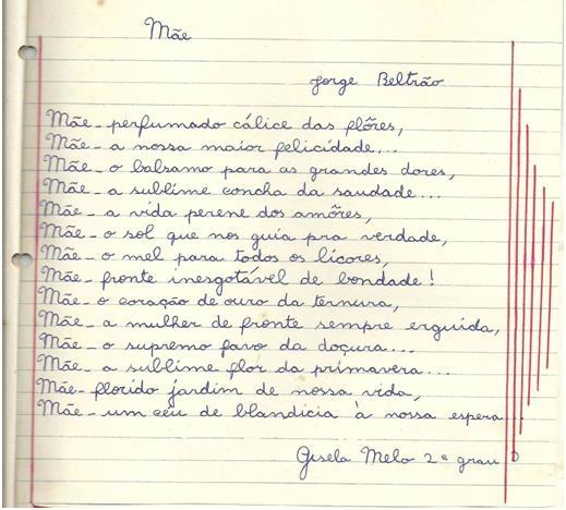 231 Figura 31: Jornal Escolar O Estudante Orleanense (Maio de 1971) Fonte: Acervo do EEB Costa Costa Carneiro CEMESSC Tal poema assegura que as mães são sempre descritas como sinônimos de amor,