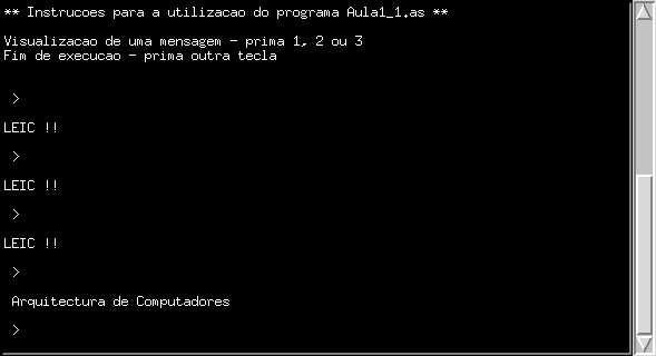 Figura 3: Janela de interface de texto, com 24 linhas e 80 colunas. porto de estado, endereço FFFDh: porto que permite testar se existe ou não algum caracter para ler na janela de texto.