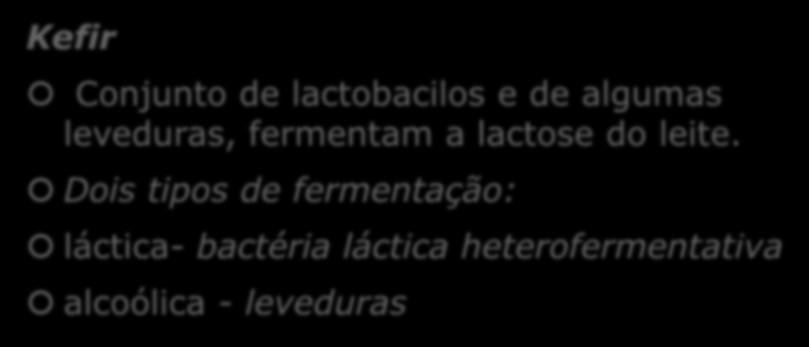 Fermentação com produção de Ácido e Álcool Kefir