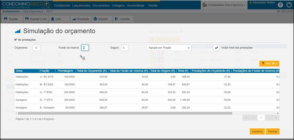 Para finalizar, clique em Guardar Se desejar efetuar uma simulação de orçamento, clique em Simulação.