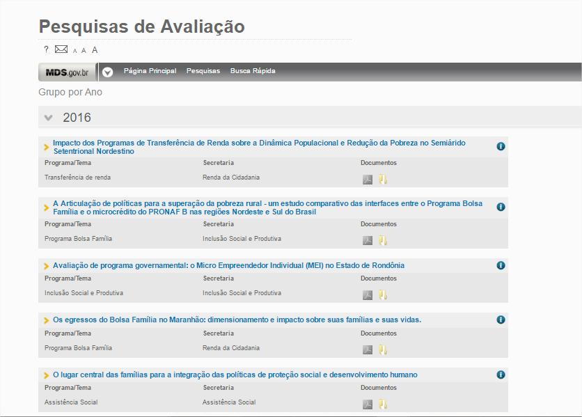 3. Experiências de organização de avaliações realizadas: Portal de Pesquisas de Avaliação e Cadernos de