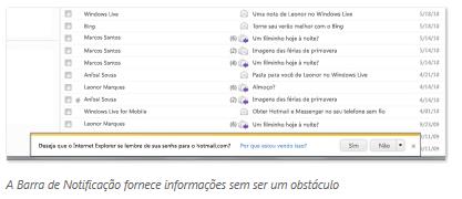 parte inferior do quadro do navegador. As notificações não interromperão sua navegação forçando você a executar uma ação para que possa continuar.