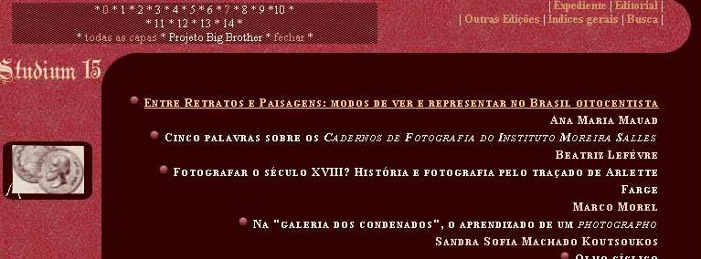 do icônico ao simbólico As imagens que aparecem na parte lateral esquerda da página, ao passar o mouse sobre os títulos dos artigos, funcionam como índices, pois indicam o assunto que é tratado