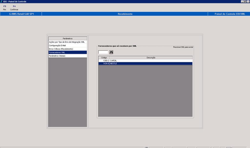 Painel de Controle O Painel de Controle é responsável em controlar os processos via XML. O mesmo contém parâmetros que serão destacados a seguir.