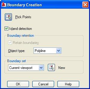 Comando Boundary Define-se um ponto no interior do objeto para criar uma polilinha.