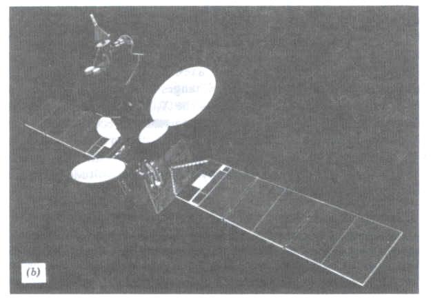 por cada direcção Rotação do corpo do satélite (INTELSAT IV) O corpo do satélite roda em torno do seu eixo, enquanto as antenas e subsistemas de comunicação mantêm-se apontadas para a Terra.