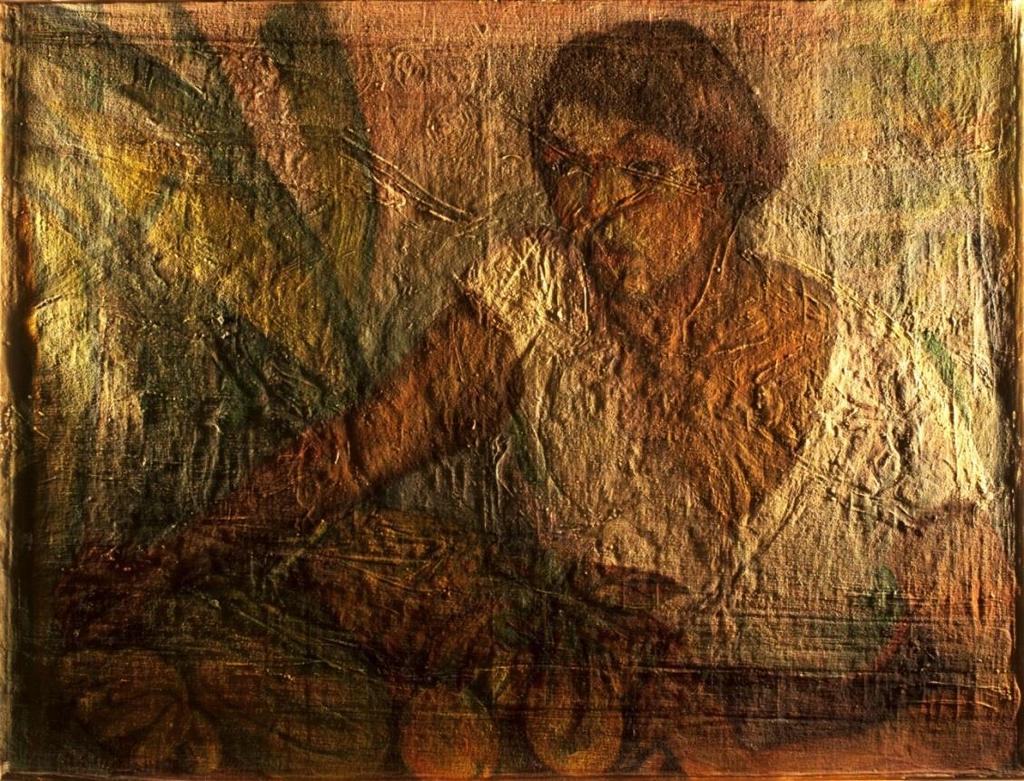 Figura 4.50 Fotografia com luz rasante da obra Tropical de Anita Malfatti (1917, óleo sobre tela, 77x102cm) do acervo da Pinacoteca do Estado de São Paulo. Foto: P.H.O.V. Campos e E.