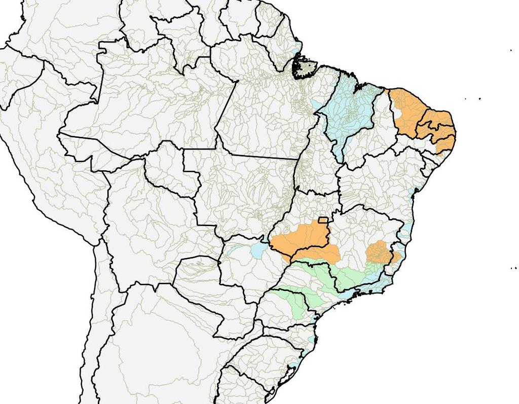 Figura 3 - Base hidrográfica Ottocodificada 2014 (BHO 2014). Legenda: Cinza: escala menor que 1:1.000.