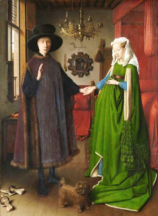 A pintura durante o período gótico Figura 17 - Casal Arnolfini (Jan Van Eyck) Figura 16 - Fuga para o Egito (Giotto) era praticada em quatro principais ofícios: afrescos, painéis, iluminura de