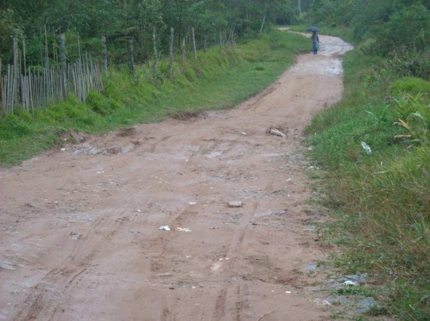 Para acessar a Rua Um onde há concentração de casas, foi preciso prosseguir pela Rua Dois até a trilha que dá acesso a ela.