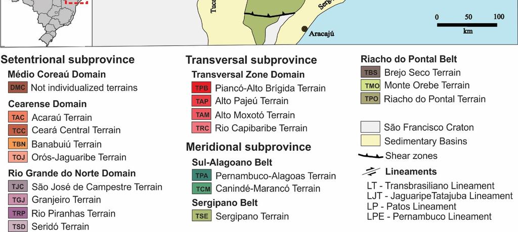 Figure 1 - Borborema structural province map indicating the