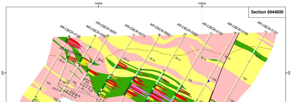 24 Figure 9 - Geological E-W cross section of the Rogerio target. See figure 8 for location of the section. 5.