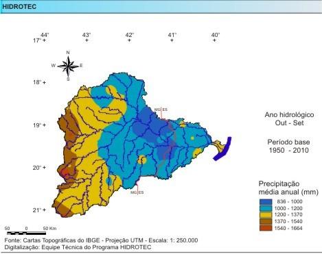 Figura 18 - Consulta Informativa: Mapas de precipitação pluvial da bacia do rio Doce (Mapa da Precipitação Média Anual - mm/ano).