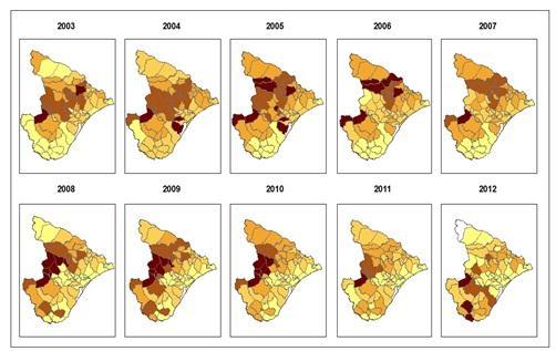 Analogamente, são representados na Figura 2 os mapas referentes ao