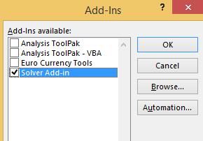 Ativação do solver Antes de mais é necessário ativar o solver. Isso faz-se da seguinte forma: Windows: 1. Arrancar o Excel (2010+). 2.