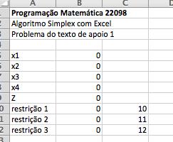 Quando usamos a tabela simplex, este é sempre (0,0,...), mas no solver se quisermos podemos escolher outro ponto.