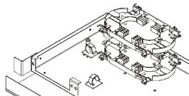 Montagem da placa para adaptadores. 7.2. Instalar as bandejas de emenda (até 02) conforme indicado na figura 9. Bandeja de emenda Figura 9. Montagem das bandejas de emenda.