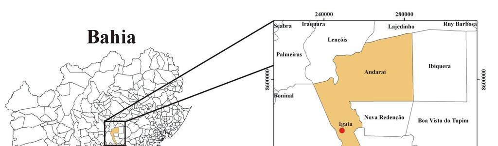 Igatu está localizada (Figura 1) entre os municípios de Andaraí e Mucugê na Chapada Diamantina.