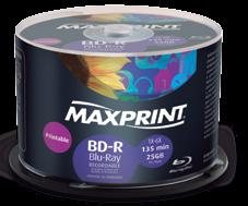 Armazenamento de Dados BD-R Blu-Ray Disco de alta definição para aplicação em alta performance Gravação e reprodução em velocidade 6x Grava até 25 GB/135 minutos de informação quando utilizado com