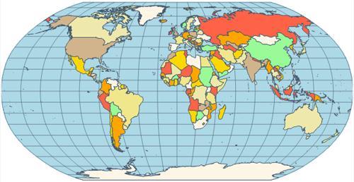 OUTRAS PROJEÇÕES Projeção de Mollweide: criada para corrigir as diversas distorções da projeção de Mercator. Os paralelos são linhas retas e os meridianos são linhas curvas.