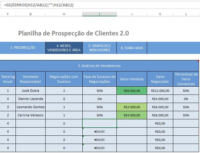 Observe, que o pulo do gato é dizer para o Excel que, se ele encontrar o erro, ele deve retornar o valor (em branco) e, se ele encontrar o valor verdadeiro, retorna exatamente a mesma fórmula