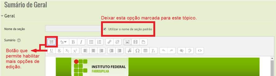 Clicando no ícone, você será direcionado para a página de edição do tópico,