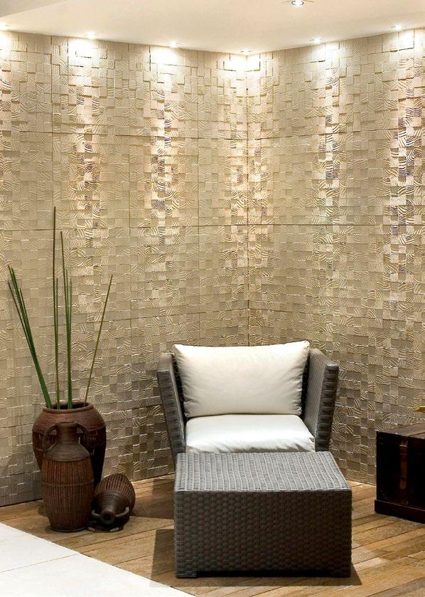 CRAFT Inspirada nos anéis de crescimento de árvores, a linha Craft possui uma textura ideal para revestir paredes com charme e criatividade.