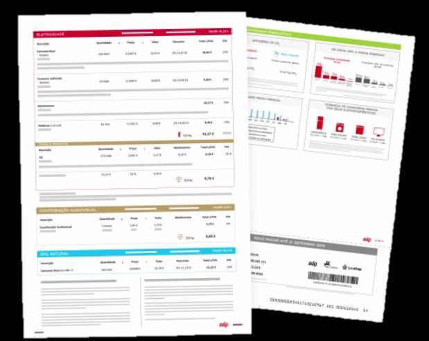 Com um design inovador, a nova fatura apresenta de forma destacada os principais valores referentes à eletricidade, gás natural, serviços e impostos, datas limites de pagamento e datas