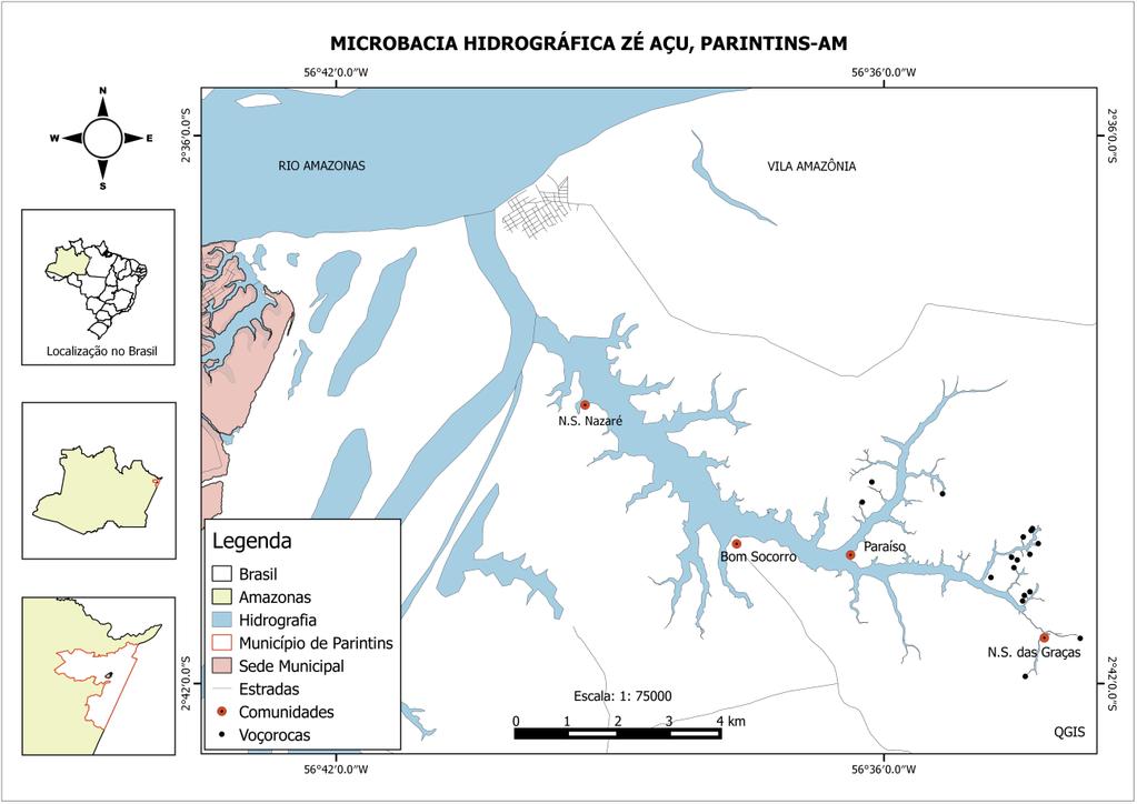 Figura 2: Mapa de localização da Microbacia Hidrográfica do Zé-Açu. Fonte: MARQUES, R. 2015.