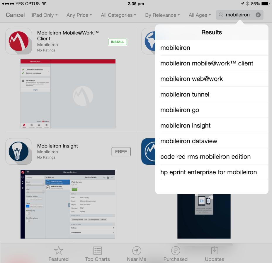 MobileIron é um aplicativo gratuíto disponível na App Store que da acesso à informações da empresa como: e-mails, contatos, calendário e a instalação da Lilly App Store.