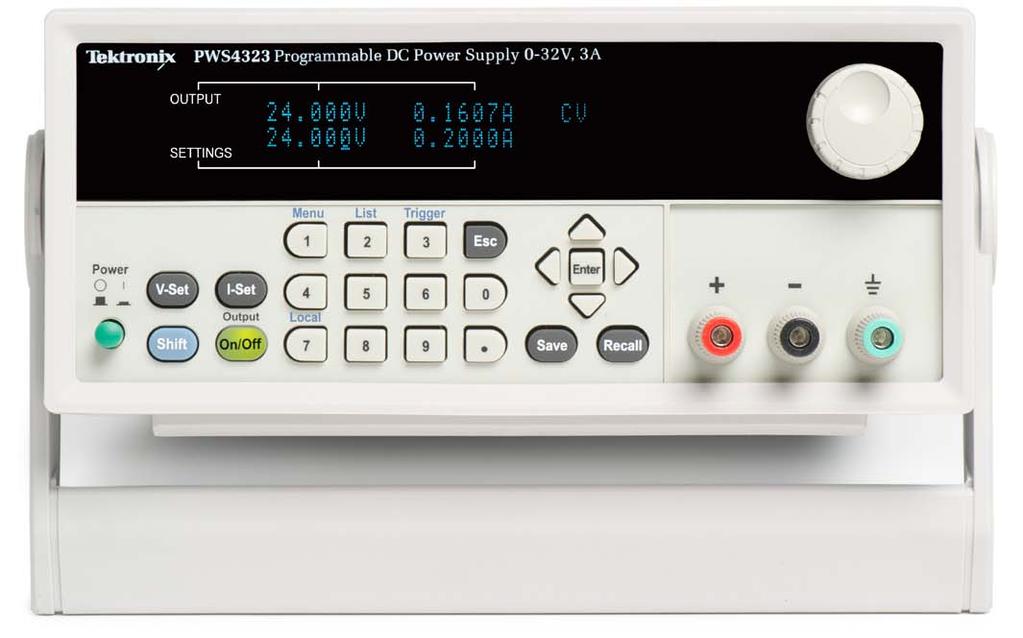 Alimentações elétricas de CC programáveis Programmable DC Power Supplies Folha de dados da série PWS4000 da Tektronix / Tektronix PWS4000 Series Data Sheet Funções e recursos disponíveis Tensão de