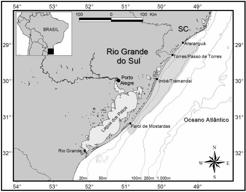 23 equipados com sonda e/ou com GPS, e, cerca de 95% da frota costeira de média escala do Rio Grande do Sul opera com redes de emalhar de pano simples (KLIPPEL et al., 2005).
