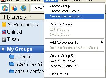 4 Grupos de outros conjuntos Endnote X4 Gestão da biblioteca - grupos > A versão X4 permite criar, com a ajuda dos booleanos