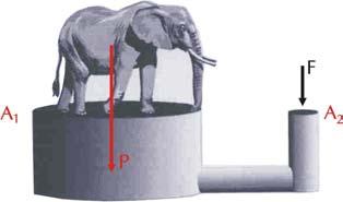 Utilizano uma prensa hiráulica, consegue equilibrar o elefante sobre um pistão e 000cm e área, exerceno uma força vertical equivalente a 00N, e cima para baixo, sobre o outro pistão a prensa, cuja