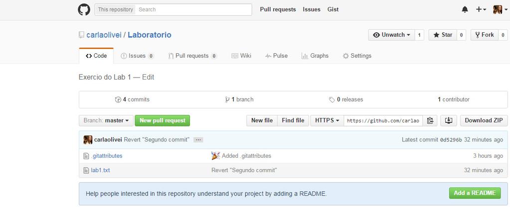 Se você acessar a página do seu usuário no GitHub Web, verá que o repositório foi enviado corretamente conforme mostra a Figura 23.